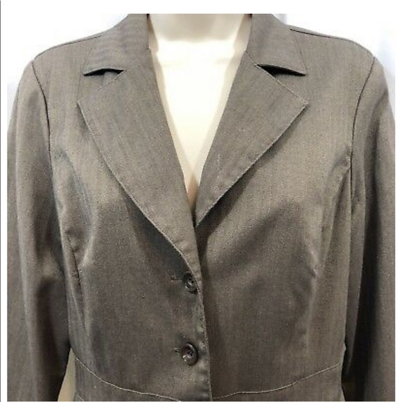M.K.M. Designs Women’s M Work Blazer Gray/Tan Jacket Button Down Long Sleeves - Picture 5 of 8